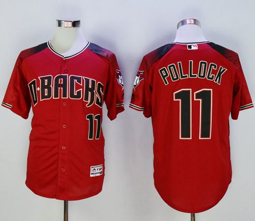 Diamondbacks #11 A. J. Pollock Red/Brick New Cool Base Stitched MLB Jersey